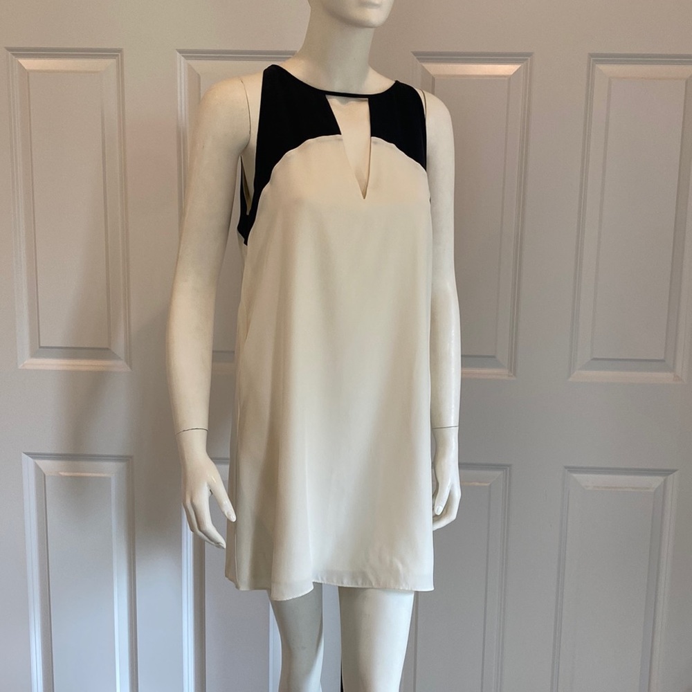 Parker Black/cream silk dress